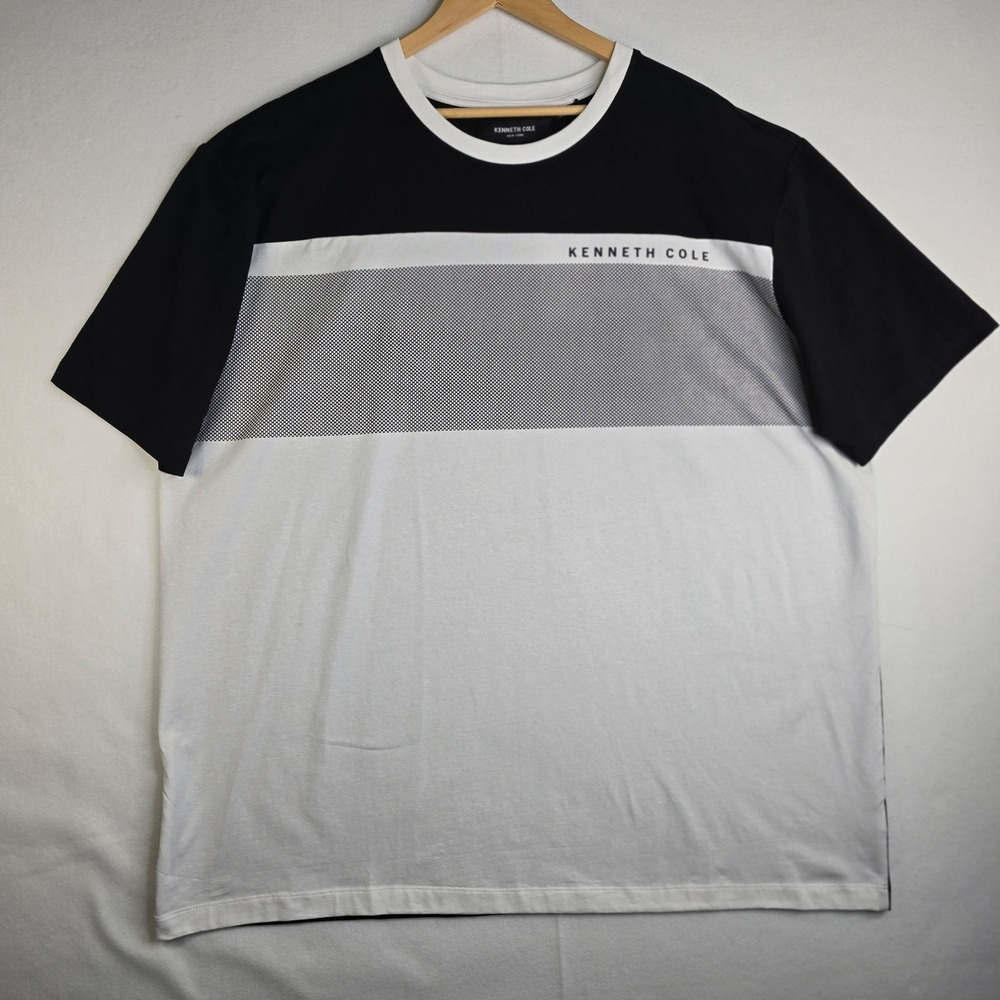 Kenneth Cole New York Mens 3X T-Shirt Black White Colorblock Mesh KTXS19BLKA1